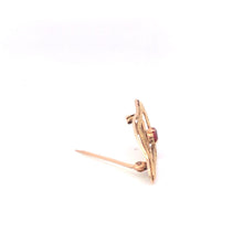 Load image into Gallery viewer, 10K Victorian Oval Garnet Vintage Statement Pin/Brooch Yellow Gold