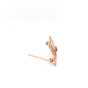10K Victorian Oval Garnet Vintage Statement Pin/Brooch Yellow Gold