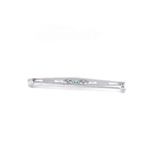 Load image into Gallery viewer, 10K Art Deco Emerald Leaf Vine Filigree Bar Pin/Brooch White Gold