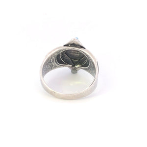 Sterling Silver Kite Syn. Opal Vintage Geometric Statement Ring