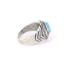 Load image into Gallery viewer, Sterling Silver Kite Syn. Opal Vintage Geometric Statement Ring