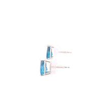 Load image into Gallery viewer, 10K Pear Blue Topaz Solitaire Vintage Stud Earrings White Gold