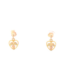 Load image into Gallery viewer, 10K Heart Leaf Black Hills Gold Dangle Earrings Yellow Gold