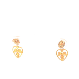 10K Heart Leaf Black Hills Gold Dangle Earrings Yellow Gold