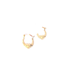 10K 12.3mm Vintage Puffy Hoop Love Symbol Earrings Yellow Gold