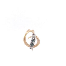 Load image into Gallery viewer, 14K Sapphire Diamond Swirl Loop Letter C G Pendant Yellow Gold