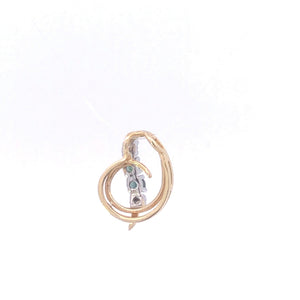 14K Sapphire Diamond Swirl Loop Letter C G Pendant Yellow Gold