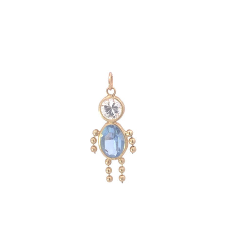 14K September Birthstone Baby CZ Vintage Charm/Pendant Yellow Gold