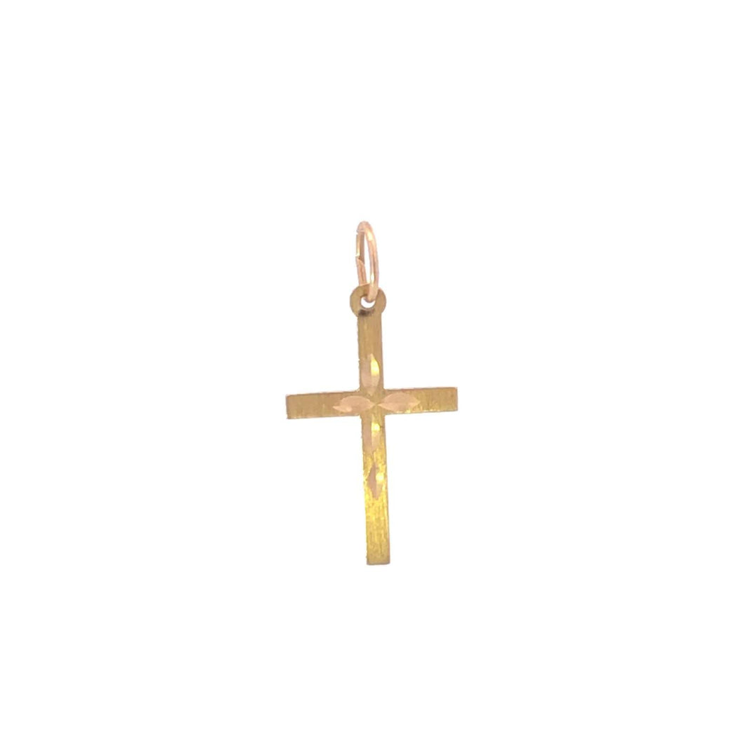 14K Diamond Cut Cross Christian Faith Symbol Charm/Pendant Yellow Gold