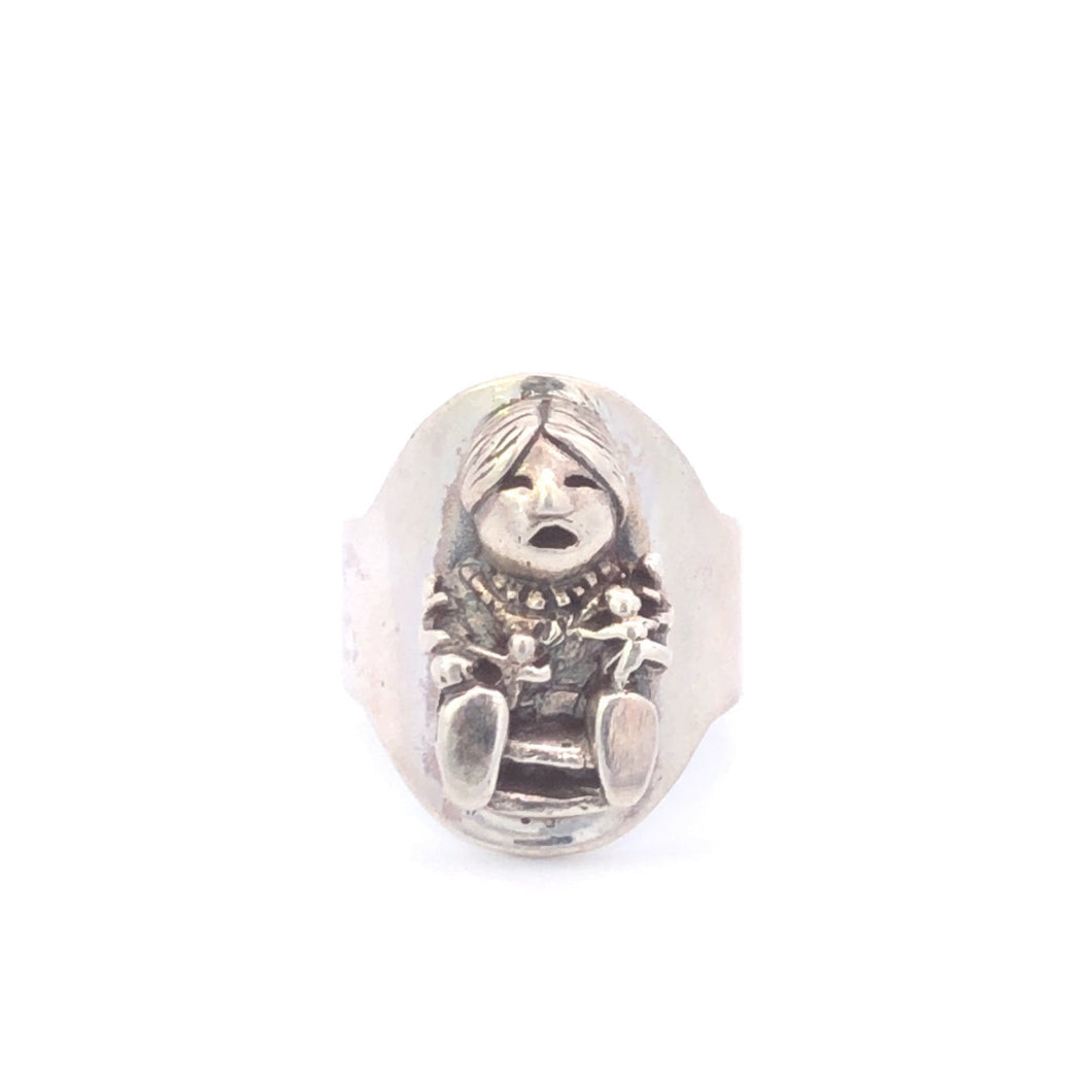 Sterling Silver Native American Kachina Doll Southwestern Ring