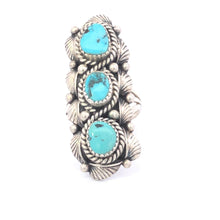 Load image into Gallery viewer, Sterling Silver Southwestern Turquoise Leaf Statement Ring