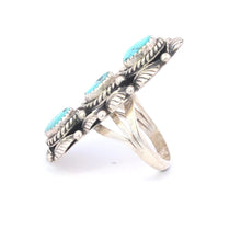 Load image into Gallery viewer, Sterling Silver Southwestern Turquoise Leaf Statement Ring