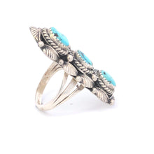 Load image into Gallery viewer, Sterling Silver Southwestern Turquoise Leaf Statement Ring