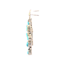 Load image into Gallery viewer, Sterling Silver Ornate Turquoise Cross Christian Faith Earrings