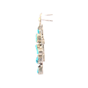 Sterling Silver Ornate Turquoise Cross Christian Faith Earrings