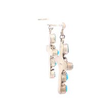 Load image into Gallery viewer, Sterling Silver Ornate Turquoise Cross Christian Faith Earrings