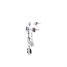 Load image into Gallery viewer, Platinum Natural Sapphire Ornate Leaf Dangle Earrings