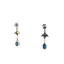 Load image into Gallery viewer, Platinum Natural Sapphire Ornate Leaf Dangle Earrings