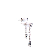 Load image into Gallery viewer, Platinum Natural Sapphire Ornate Leaf Dangle Earrings