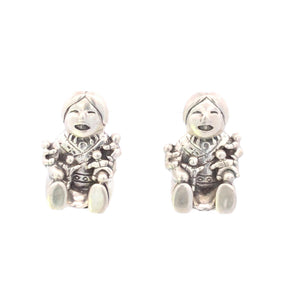 Sterling Silver Kachina Doll Native American Clip Back Earrings