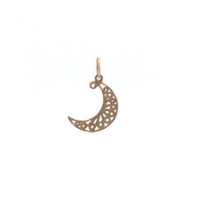 Load image into Gallery viewer, 14K Filigree Crescent Moon Swirl Design Charm/Pendant Yellow Gold