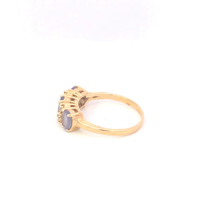 14K Oval Tanzanite Diamond Statement Band Ring Yellow Gold