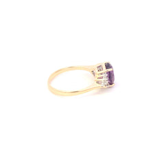 Load image into Gallery viewer, 14K Oval Amethyst Diamond Cluster Accent Ring Yellow Gold