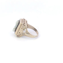 Load image into Gallery viewer, 14K Carved Black Onyx Filigree Statement Ring White Gold
