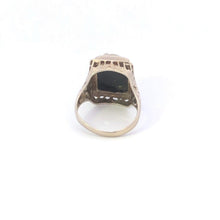 Load image into Gallery viewer, 14K Carved Black Onyx Filigree Statement Ring White Gold