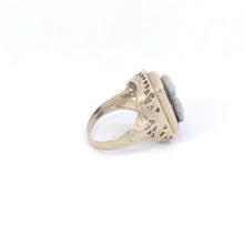 Load image into Gallery viewer, 14K Carved Black Onyx Filigree Statement Ring White Gold