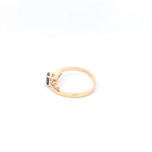 Load image into Gallery viewer, 14K Oval Sapphire Diamond Cluster Accent Ring Yellow Gold