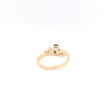 Load image into Gallery viewer, 14K Oval Sapphire Diamond Cluster Accent Ring Yellow Gold