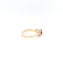 Load image into Gallery viewer, 14K Oval Sapphire Diamond Cluster Accent Ring Yellow Gold