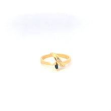 Load image into Gallery viewer, 14K Marquise Sapphire Diamond Wrap Wedding Ring Yellow Gold