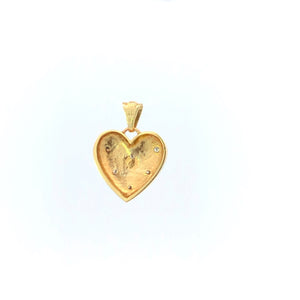 14K Diamond Love Symbol Rounded Heart Pendant Yellow Gold