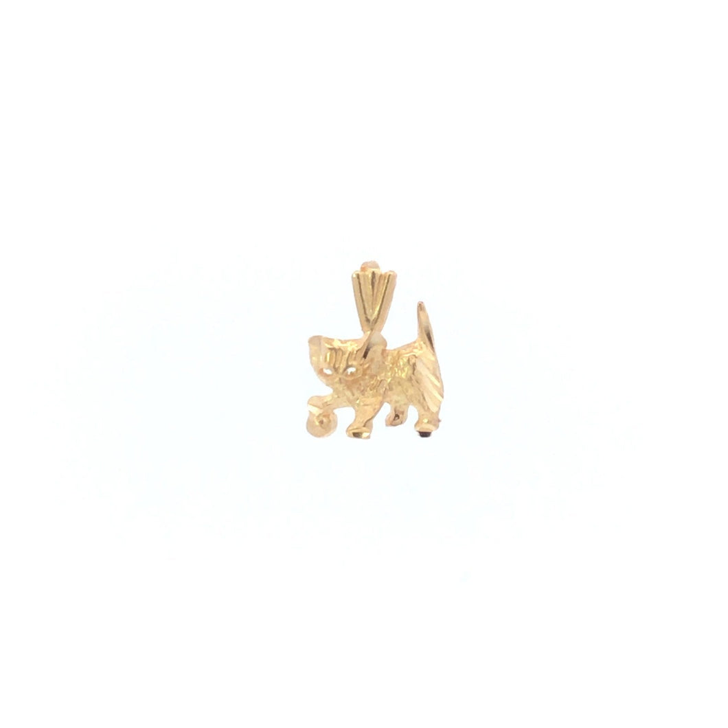 14K Kitty Cat Kitten Animal Pet Cute Charm/Pendant Yellow Gold