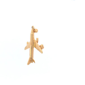 14K 3D Jet Airliner Air Plane Travel Souvenir Charm/Pendant Yellow Gold