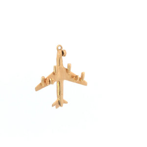 14K 3D Jet Airliner Air Plane Travel Souvenir Charm/Pendant Yellow Gold