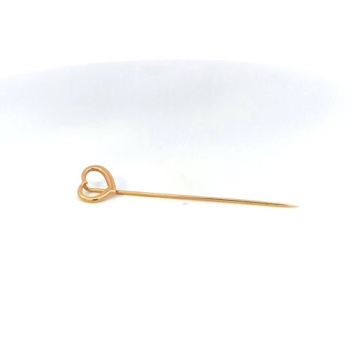 14K Curvy Heart Love Symbol Vintage Stick Pin Yellow Gold