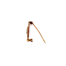 Load image into Gallery viewer, 14K Art Deco Sim. Sapphire Filigree Ornate Bar Pin/Brooch Yellow Gold