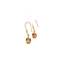 Load image into Gallery viewer, 14K Syn. Orange Sapphire Ornate Dangle Earrings Yellow Gold