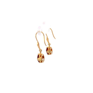 14K Syn. Orange Sapphire Ornate Dangle Earrings Yellow Gold