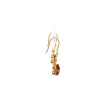 Load image into Gallery viewer, 14K Syn. Orange Sapphire Ornate Dangle Earrings Yellow Gold