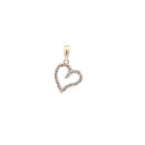 14K Curvy Diamond Heart Love Symbol Romantic Pendant Yellow Gold