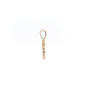 14K Curvy Diamond Heart Love Symbol Romantic Pendant Yellow Gold