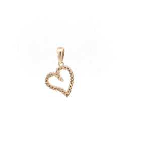 14K Curvy Diamond Heart Love Symbol Romantic Pendant Yellow Gold