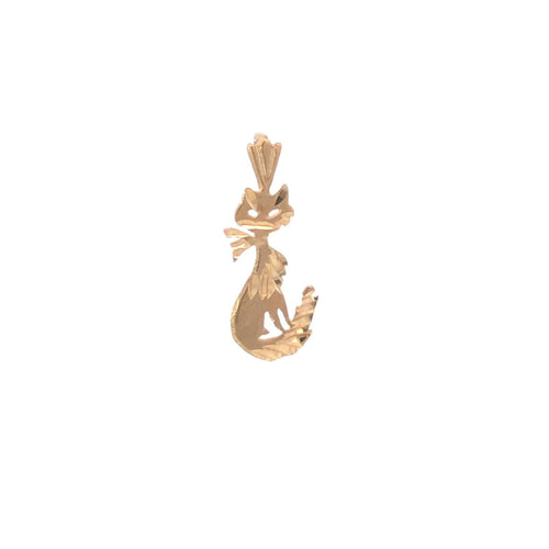 14K Diamond Cut Cat Kitty Kitten Animal Pet Charm/Pendant Yellow Gold