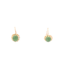 Load image into Gallery viewer, 14K Oval Nephrite Vintage Cabochon Dangle Earrings Yellow Gold