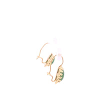 Load image into Gallery viewer, 14K Oval Nephrite Vintage Cabochon Dangle Earrings Yellow Gold