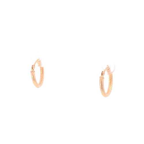 14K 14.1mm Vintage Twist Fashion Hoop Earrings Yellow Gold